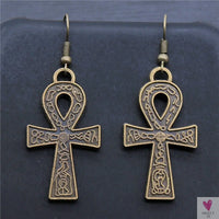 Egyptian Life Key Ankh/Cross Drop Earrings for Women and Girls in Silver and Gold-Earrings-SWEET T 52