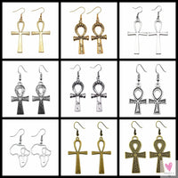 Egyptian Life Key Ankh/Cross Drop Earrings for Women and Girls in Silver and Gold-Earrings-SWEET T 52