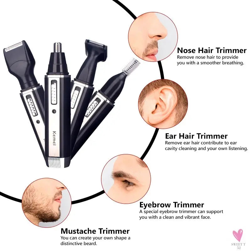 Electric Nose Hair Trimmer - Multifunctional Hair Remover. Ear/Eyebrow/Beard Shaver Razor, Unisex-hair accessories-SWEET T 52
