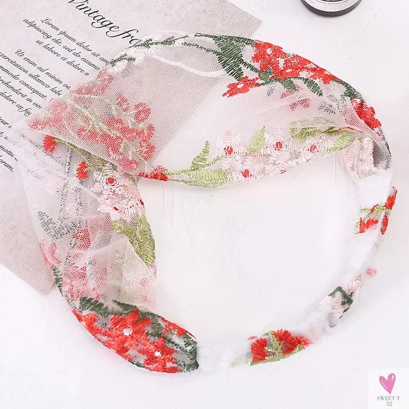 Elegant Lace Headbands for Women & Girls, Fashion Embroidery, Elastic Ribbon Hair Hoops, Non-slip Hair Bands-Headbands-SWEET T 52
