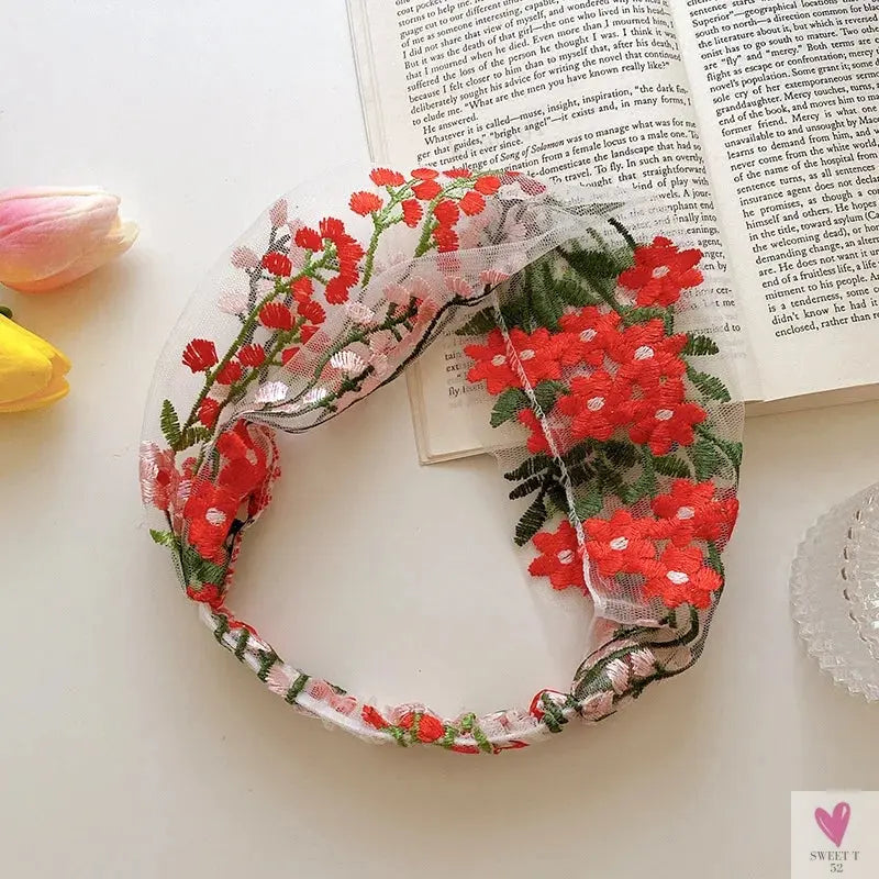 Elegant Lace Headbands for Women & Girls, Fashion Embroidery, Elastic Ribbon Hair Hoops, Non-slip Hair Bands-Headbands-SWEET T 52