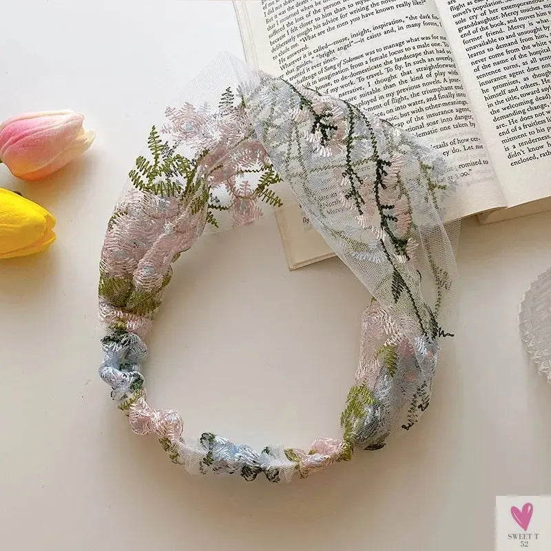 Elegant Lace Headbands for Women & Girls, Fashion Embroidery, Elastic Ribbon Hair Hoops, Non-slip Hair Bands-Headbands-SWEET T 52