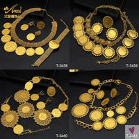 Ethiopian 24K Gold Color Coins Jewelry Set - African/Hawaiian Luxury Necklace, Bracelet, Pendant Set, Dubai Wedding Gifts Sweet T 52