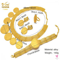 Ethiopian 24K Gold Color Coins Jewelry Set - African/Hawaiian Luxury Necklace, Bracelet, Pendant Set, Dubai Wedding Gifts Sweet T 52