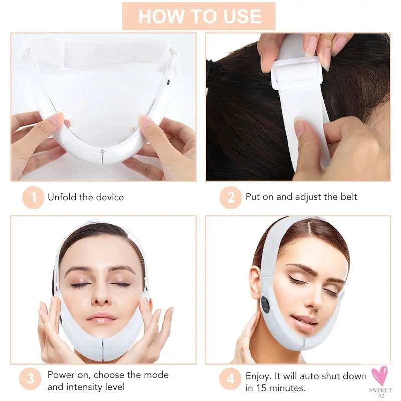 Face Lifter V-Line Belt - 5 Modes LED Photon Therapy, Face Slimming Vibration, and Massager-Beauty-SWEET T 52