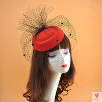 Fascinator Hat - Black Veil Small Hat/Hair Accessory, Retro, Woolen Material for Women. Dinner Party Headwear Sweet T 52
