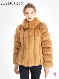 Faux Fur Winter Jackets for Women & Girls - Luxury Thick, Warm, Stand-Up Collar Fur Jackets-Coats & Jackets-SWEET T 52