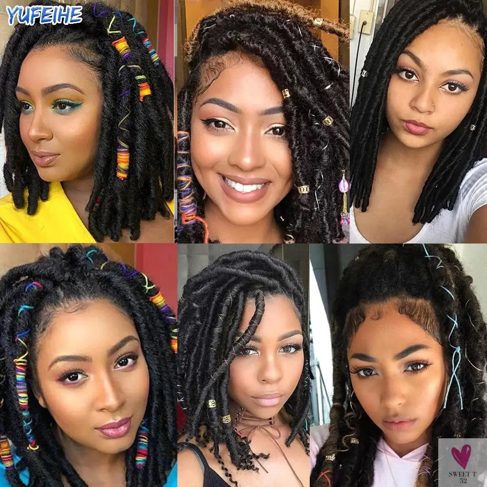 Faux Locs Crochet Hair, Natural Hair Extensions, Synthetic Crochet Braiding Hair, Dreadlocks with Colored Line SWEET T 52