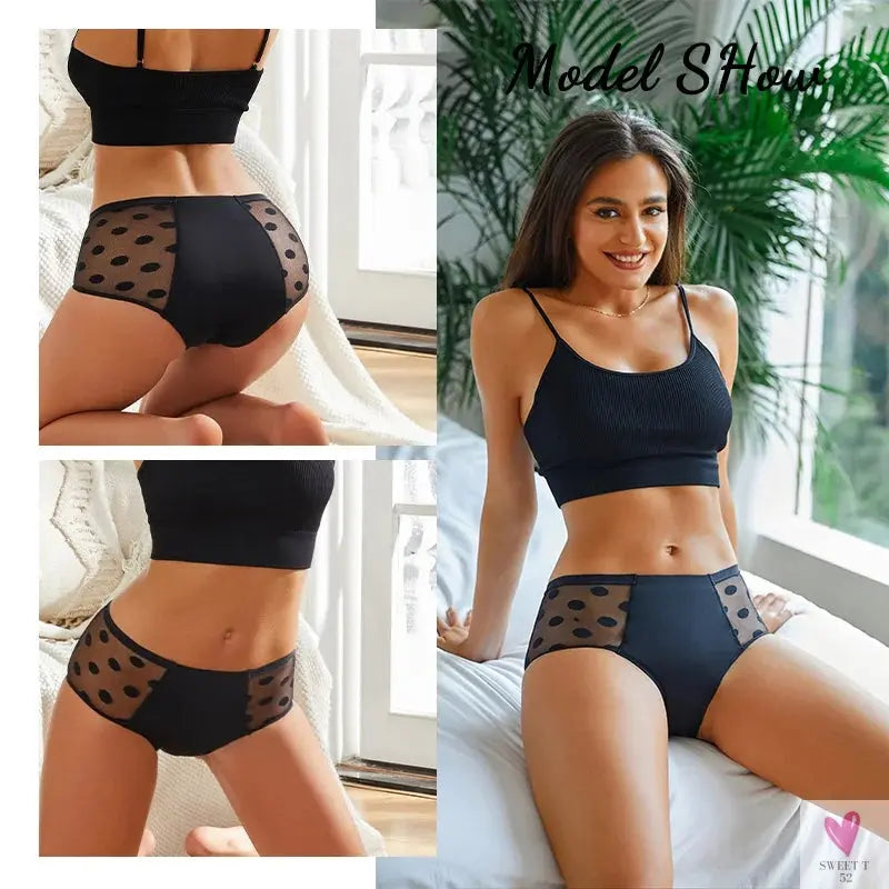 Female Physiological Pants Leak Proof Briefs Wave Point Women Underwear Health Seamless Briefs Period Menstrual Sweet T 52