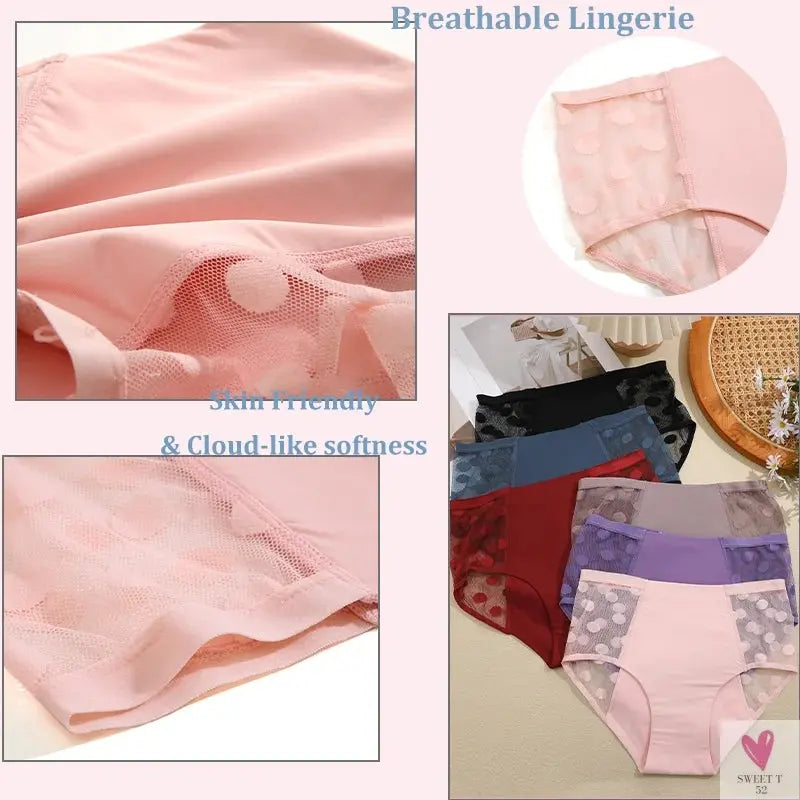 Female Physiological Pants Leak Proof Briefs Wave Point Women Underwear Health Seamless Briefs Period Menstrual Sweet T 52