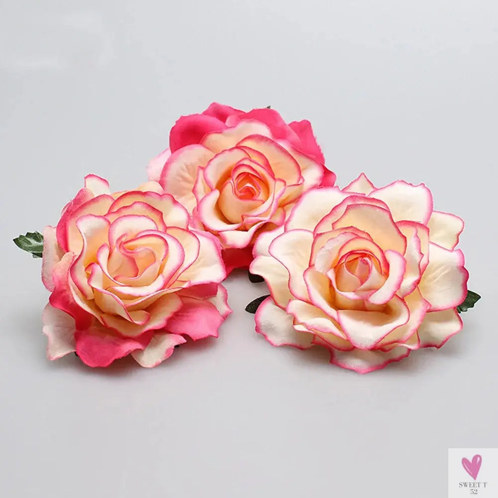 Flamenco Flowers For Hair DIY Headdress For Bridal Flocking Cloth Red Rose Flower Hairpin Hair Clip Party Hair Accessories SWEET T 52