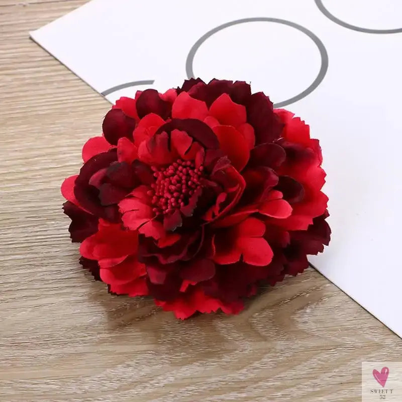 Flamenco Flowers For Hair DIY Headdress For Bridal Flocking Cloth Red Rose Flower Hairpin Hair Clip Party Hair Accessories SWEET T 52