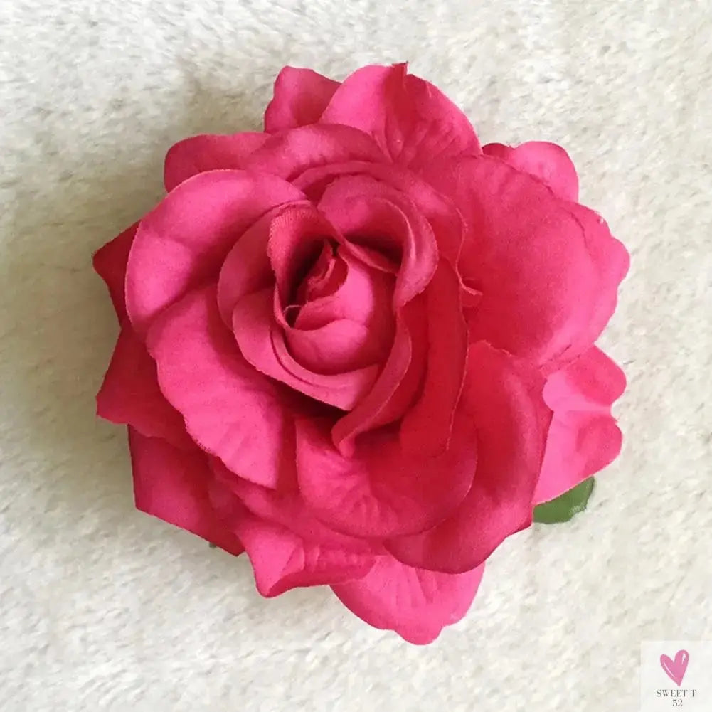 Flamenco Flowers For Hair DIY Headdress For Bridal Flocking Cloth Red Rose Flower Hairpin Hair Clip Party Hair Accessories SWEET T 52
