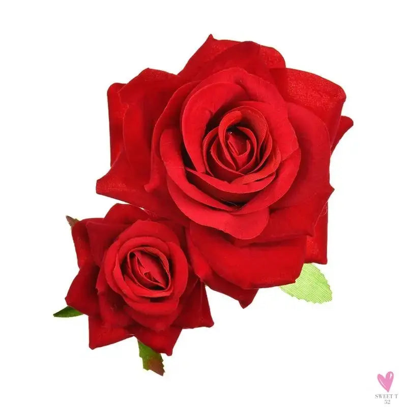 Flamenco Flowers For Hair DIY Headdress For Bridal Flocking Cloth Red Rose Flower Hairpin Hair Clip Party Hair Accessories SWEET T 52