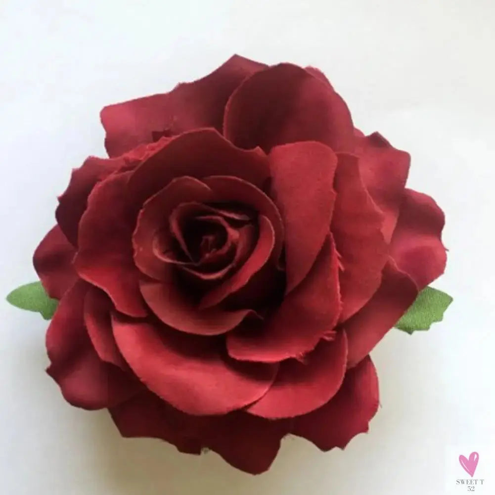 Flamenco Flowers For Hair DIY Headdress For Bridal Flocking Cloth Red Rose Flower Hairpin Hair Clip Party Hair Accessories SWEET T 52