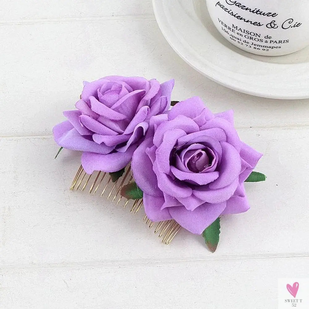 Flamenco Flowers For Hair DIY Headdress For Bridal Flocking Cloth Red Rose Flower Hairpin Hair Clip Party Hair Accessories SWEET T 52