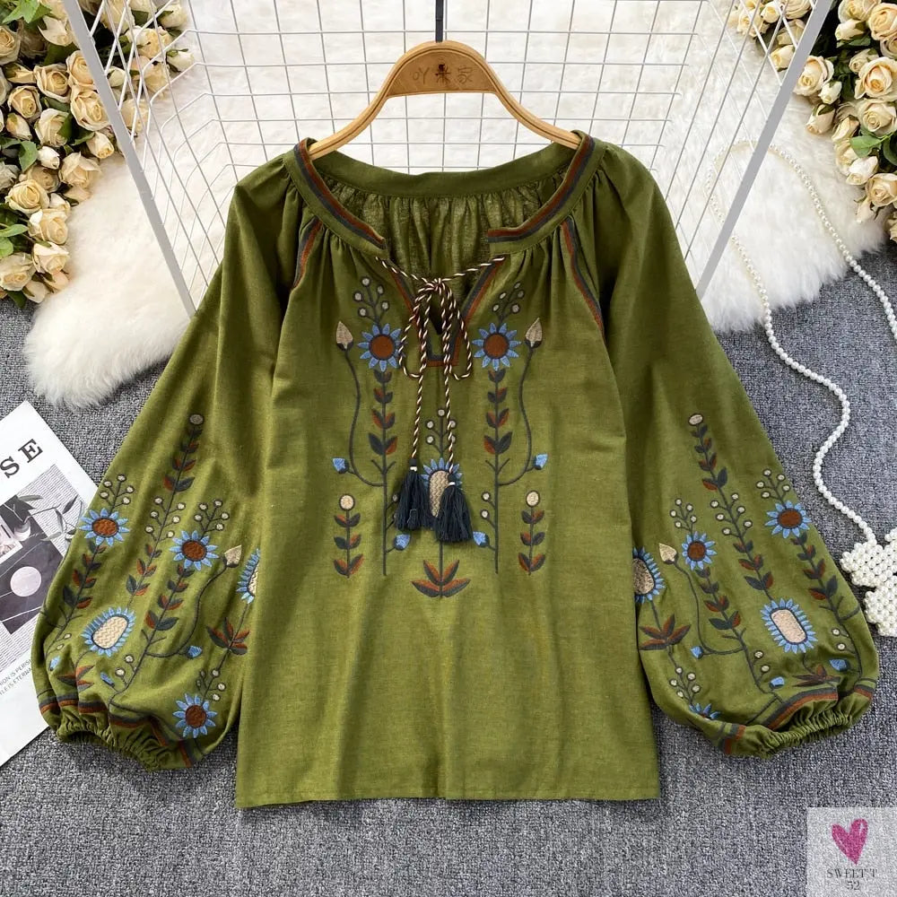 Floral Embroidered Tee for Women and Girls, Loose Fit With Wide O-Neck in 5 Solid Colors-Shirts & tops-SWEET T 52