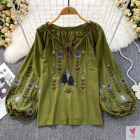 Floral Embroidered Tee for Women and Girls, Loose Fit With Wide O-Neck in 5 Solid Colors-Shirts & tops-SWEET T 52