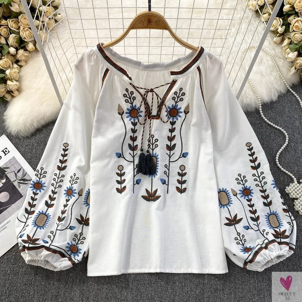 Floral Embroidered Tee for Women and Girls, Loose Fit With Wide O-Neck in 5 Solid Colors-Shirts & tops-SWEET T 52