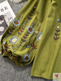 Floral Embroidered Tee for Women and Girls, Loose Fit With Wide O-Neck in 5 Solid Colors-Shirts & tops-SWEET T 52