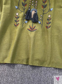 Floral Embroidered Tee for Women and Girls, Loose Fit With Wide O-Neck in 5 Solid Colors-Shirts & tops-SWEET T 52