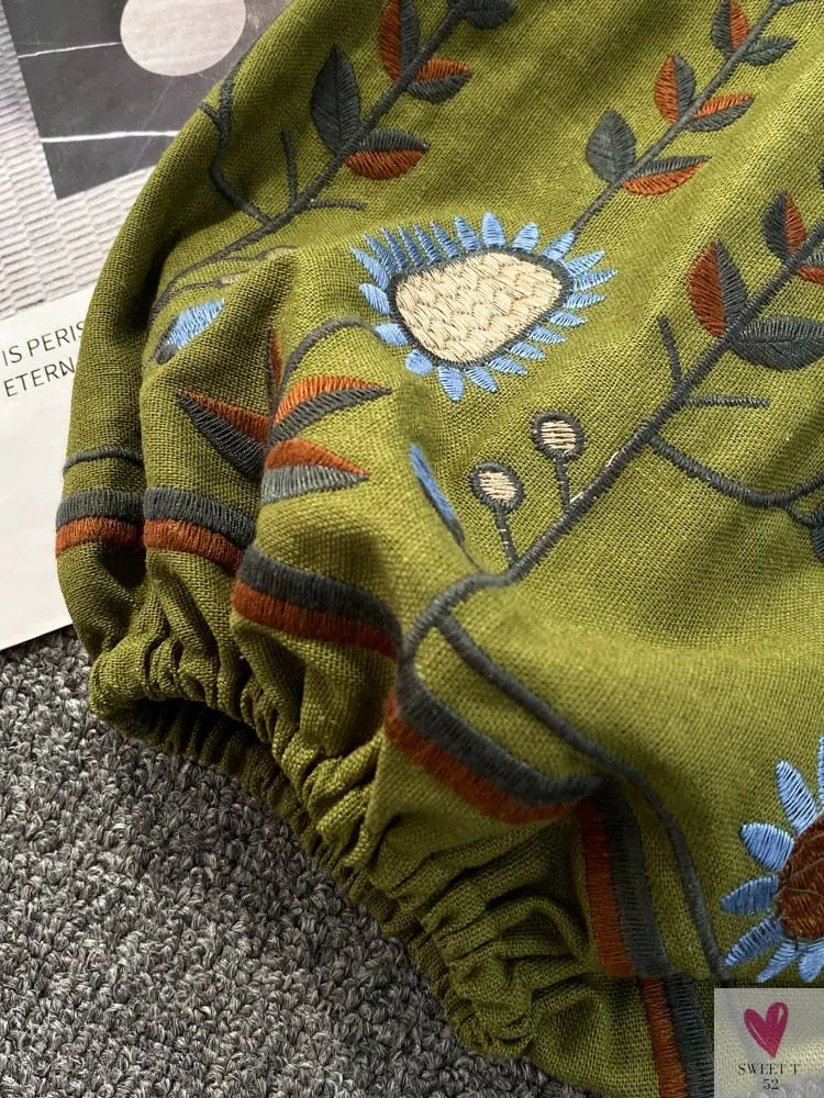 Floral Embroidered Tee for Women and Girls, Loose Fit With Wide O-Neck in 5 Solid Colors-Shirts & tops-SWEET T 52