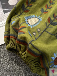 Floral Embroidered Tee for Women and Girls, Loose Fit With Wide O-Neck in 5 Solid Colors-Shirts & tops-SWEET T 52