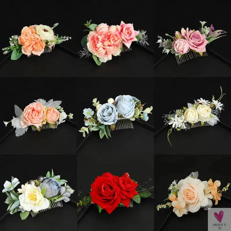 Floral Hair Combs for Summer Weddings, Festivals, Concerts, Holidays - Hair Accessoires for Women & Girlsl-hair accessories-SWEET T 52