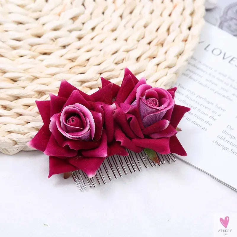 Floral Hair Combs for Summer Weddings, Festivals, Concerts, Holidays - Hair Accessoires for Women & Girlsl-hair accessories-SWEET T 52