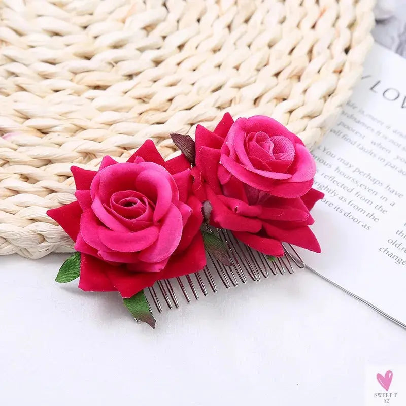 Floral Hair Combs for Summer Weddings, Festivals, Concerts, Holidays - Hair Accessoires for Women & Girlsl-hair accessories-SWEET T 52