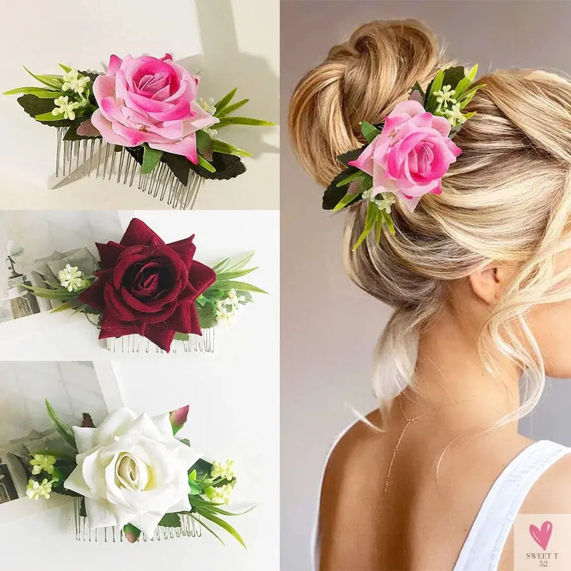 Floral Hair Combs for Summer Weddings, Festivals, Concerts, Holidays - Hair Accessoires for Women & Girlsl-hair accessories-SWEET T 52
