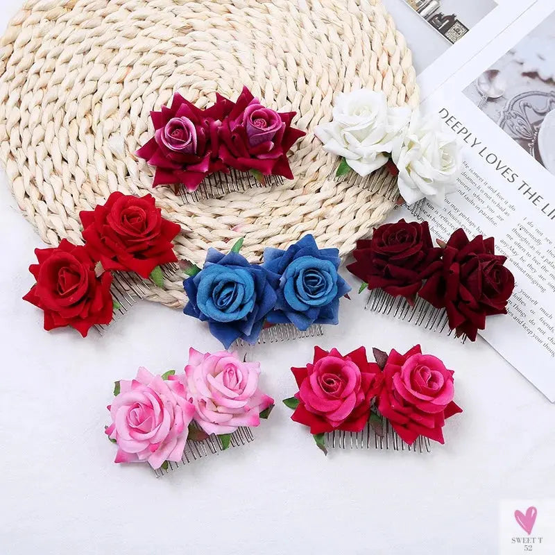 Floral Hair Combs for Summer Weddings, Festivals, Concerts, Holidays - Hair Accessoires for Women & Girlsl-hair accessories-SWEET T 52