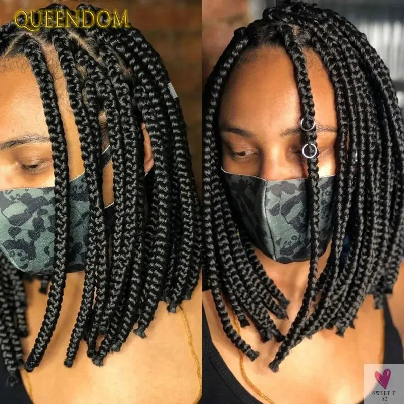 Full Lace Wigs for Women - Short Bob Braided Wigs, Knotless Box Braids, 360 Lace Front Wigs, Cornrow Synthetic Wigs, 12 Inch Sweet T 52