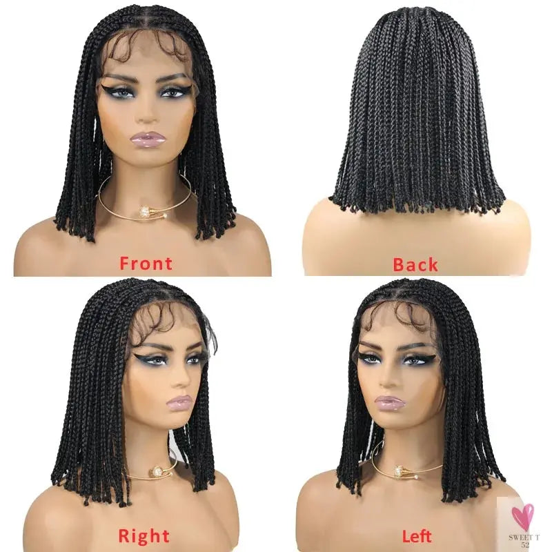 Full Lace Wigs for Women - Short Bob Braided Wigs, Knotless Box Braids, 360 Lace Front Wigs, Cornrow Synthetic Wigs, 12 Inch Sweet T 52
