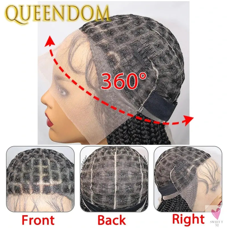 Full Lace Wigs for Women - Short Bob Braided Wigs, Knotless Box Braids, 360 Lace Front Wigs, Cornrow Synthetic Wigs, 12 Inch Sweet T 52