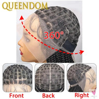 Full Lace Wigs for Women - Short Bob Braided Wigs, Knotless Box Braids, 360 Lace Front Wigs, Cornrow Synthetic Wigs, 12 Inch Sweet T 52