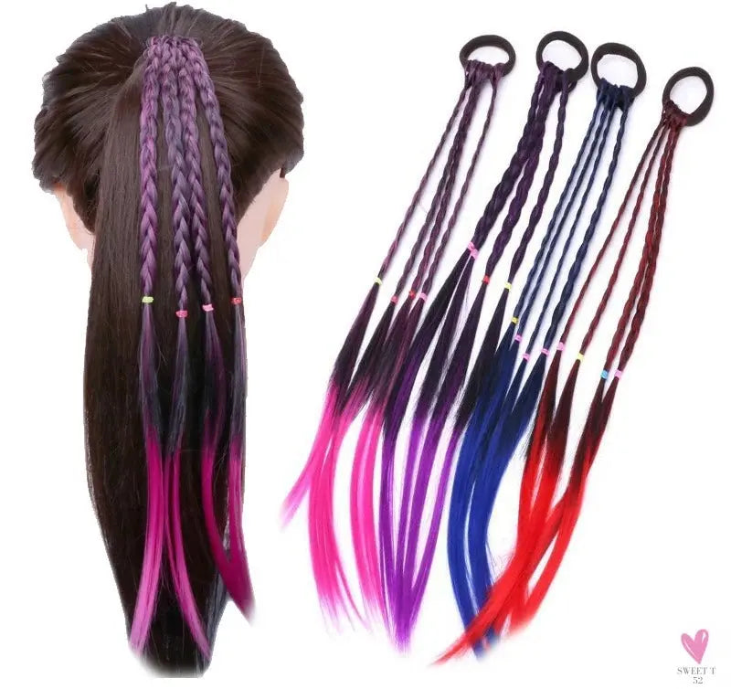 Girl's Colorful Ponytail Wig Headbands - Rubber Bands Headwear - Kids Hair Accessories/Hair Ornament-hair accessories-SWEET T 52