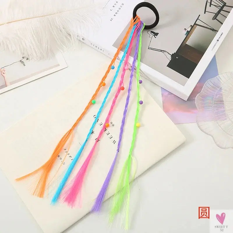 Girl's Colorful Ponytail Wig Headbands - Rubber Bands Headwear - Kids Hair Accessories/Hair Ornament-hair accessories-SWEET T 52
