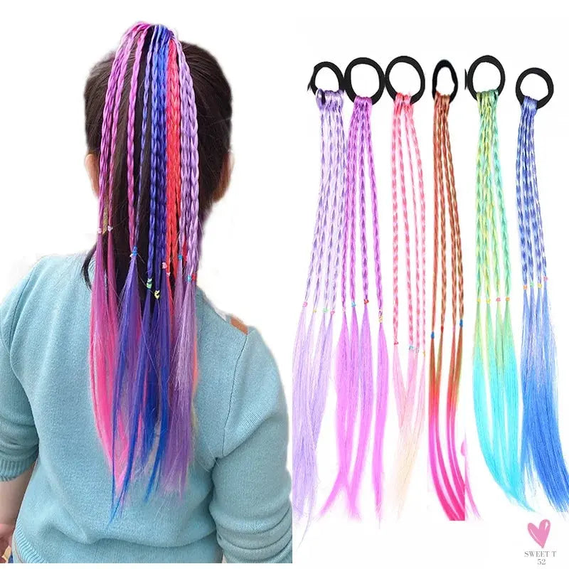 Girl's Colorful Ponytail Wig Headbands - Rubber Bands Headwear - Kids Hair Accessories/Hair Ornament-hair accessories-SWEET T 52