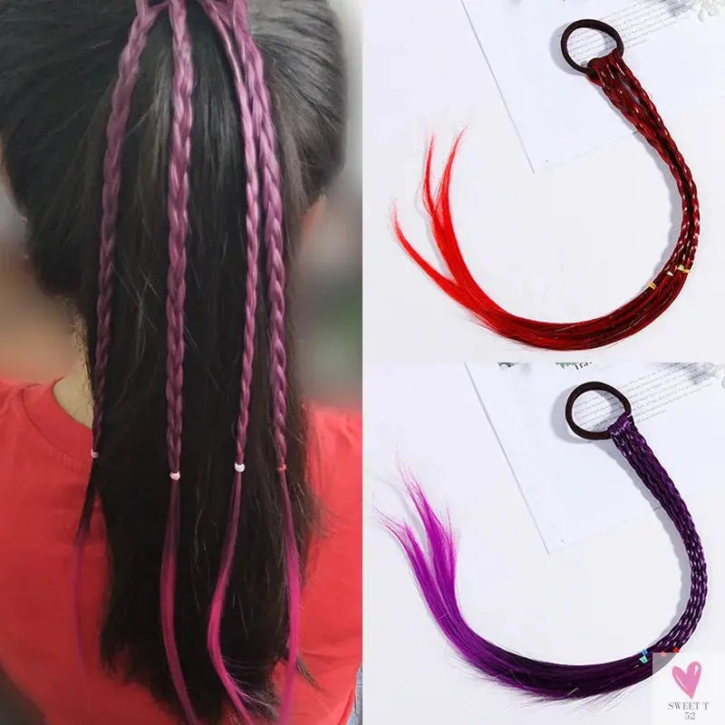 Girl's Colorful Ponytail Wig Headbands - Rubber Bands Headwear - Kids Hair Accessories/Hair Ornament-hair accessories-SWEET T 52