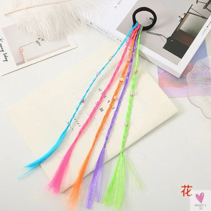 Girl's Colorful Ponytail Wig Headbands - Rubber Bands Headwear - Kids Hair Accessories/Hair Ornament-hair accessories-SWEET T 52