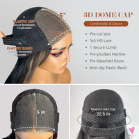 Glueless Bob Wigs Human Hair Pre Plucked Pre Cut P1b/27 5x5 HD Lace Closure Blonde Highlight Ombre Lace Front Human Hair Wigs Sweet T 52