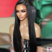 Glueless HD Lace Front Brazilian Remy Human Hair Wigs, Pre-Cut 7X5 Straight for Women, Transparent Lace Sweet T 52