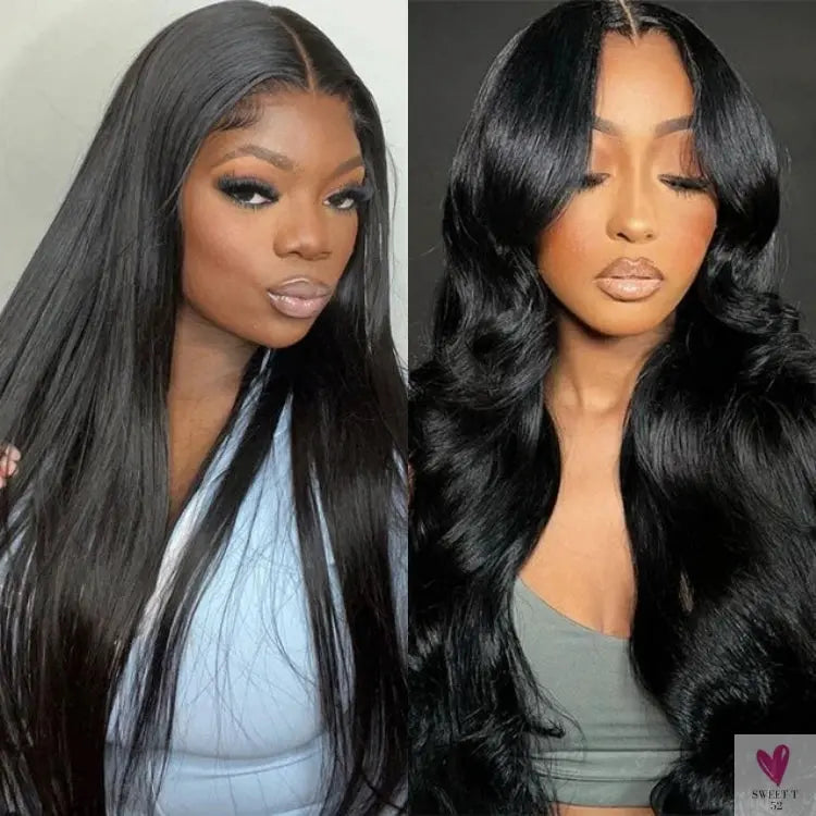 Glueless HD Lace Front Brazilian Remy Human Hair Wigs, Pre-Cut 7X5 Straight for Women, Transparent Lace Sweet T 52
