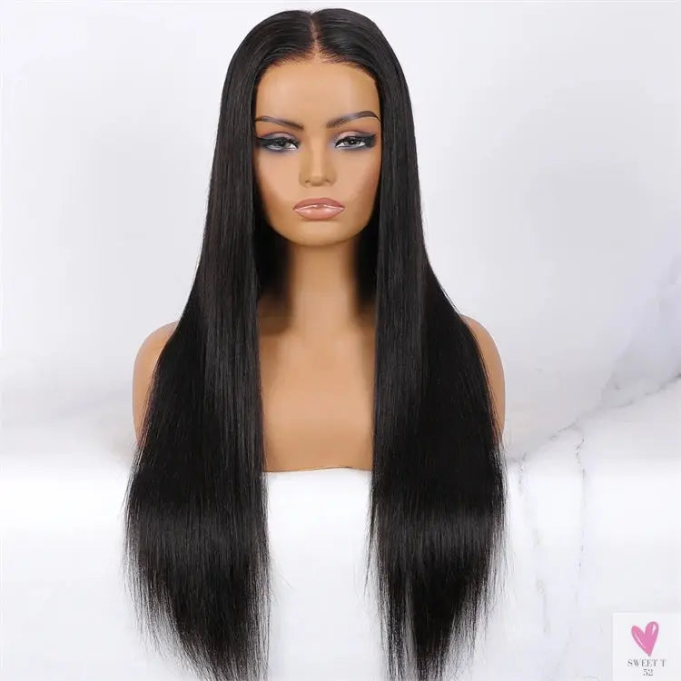 Glueless HD Lace Front Brazilian Remy Human Hair Wigs, Pre-Cut 7X5 Straight for Women, Transparent Lace Sweet T 52