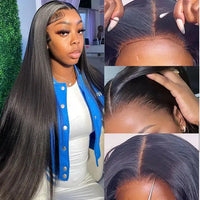 Glueless HD Lace Front Brazilian Remy Human Hair Wigs, Pre-Cut 7X5 Straight for Women, Transparent Lace Sweet T 52
