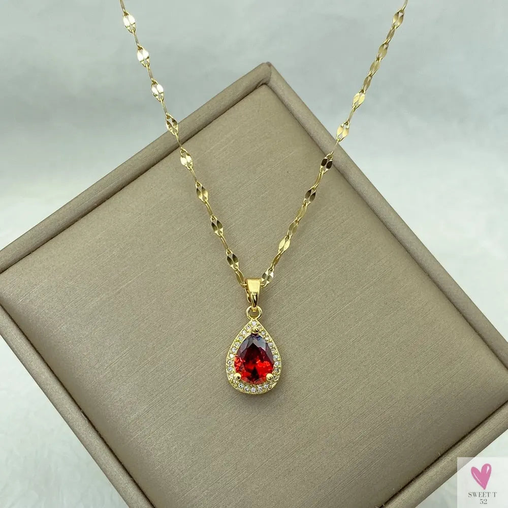 Gold Color Necklace for Women & Girls - Zircon Jewelry Pendant Necklace in Stainless Steel, Many Designs-Necklace-SWEET T 52