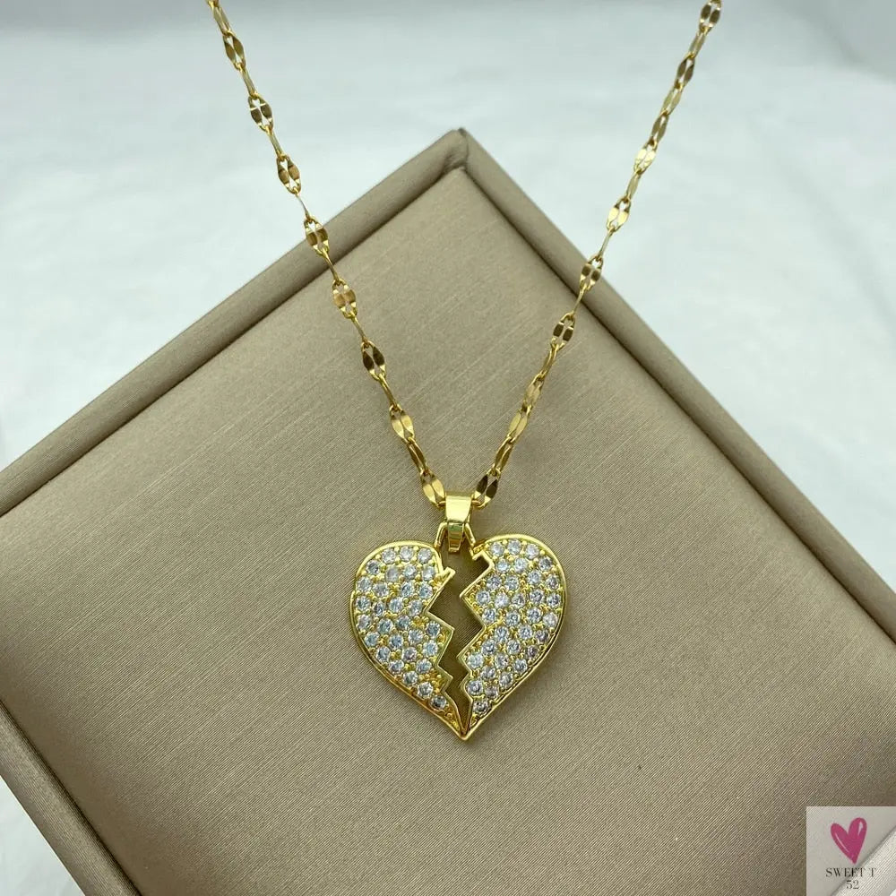 Gold Color Necklace for Women & Girls - Zircon Jewelry Pendant Necklace in Stainless Steel, Many Designs-Necklace-SWEET T 52