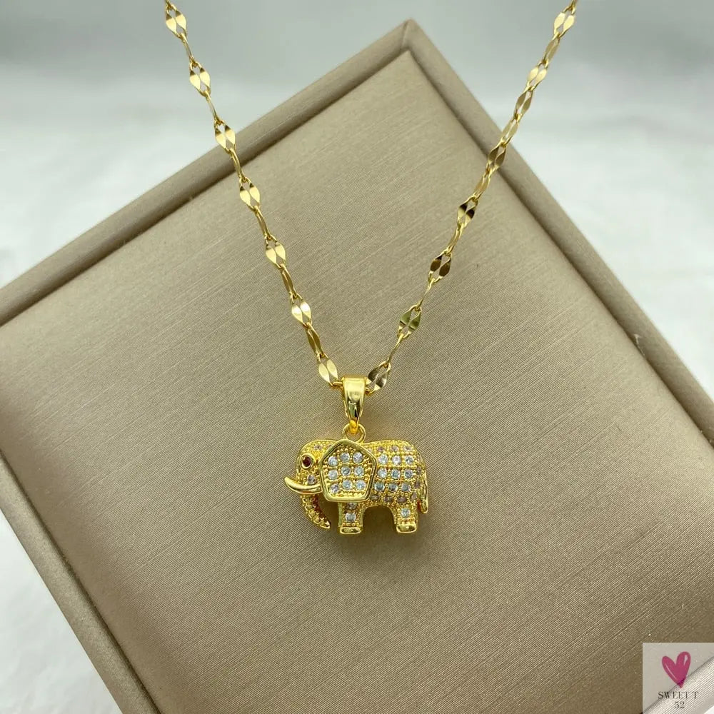 Gold Color Necklace for Women & Girls - Zircon Jewelry Pendant Necklace in Stainless Steel, Many Designs-Necklace-SWEET T 52