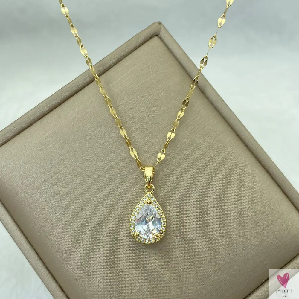 Gold Color Necklace for Women & Girls - Zircon Jewelry Pendant Necklace in Stainless Steel, Many Designs-Necklace-SWEET T 52